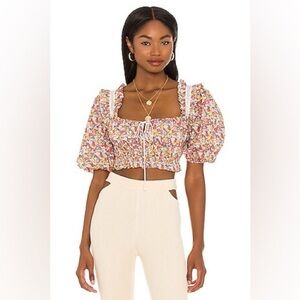Like New - For Love And Lemons Libby Floral Crop Top